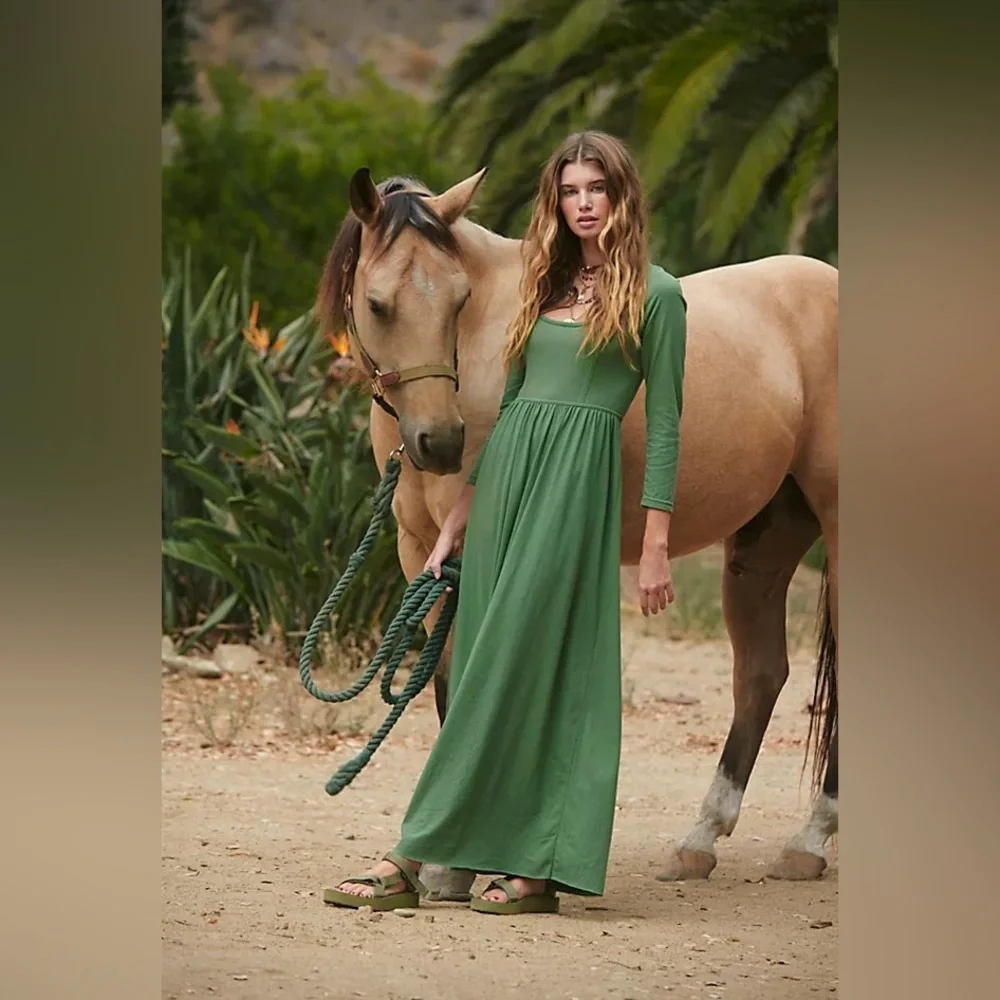 Free people beach Sylvie green Maxi dress - Picture 1 of 3